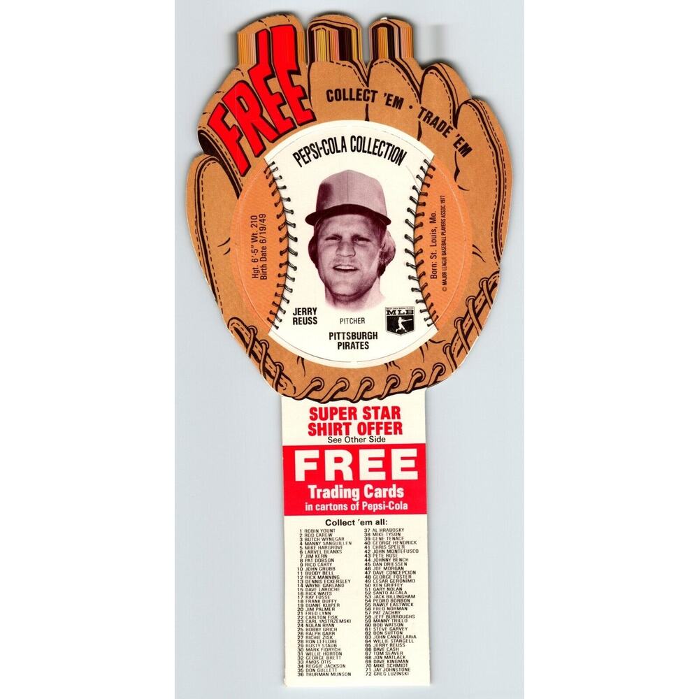 Pepsi-Cola Baseball Trading Card 1977 Jerry Reuss Pittsburgh Pirates MLB Trade